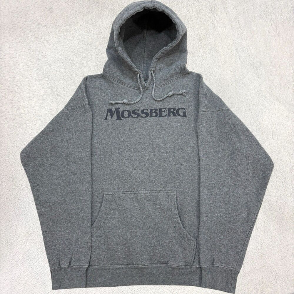 Y2K Mossberg Heavyweight Hoodie Mens Size Large Gray Hiking Outdoors Nature
